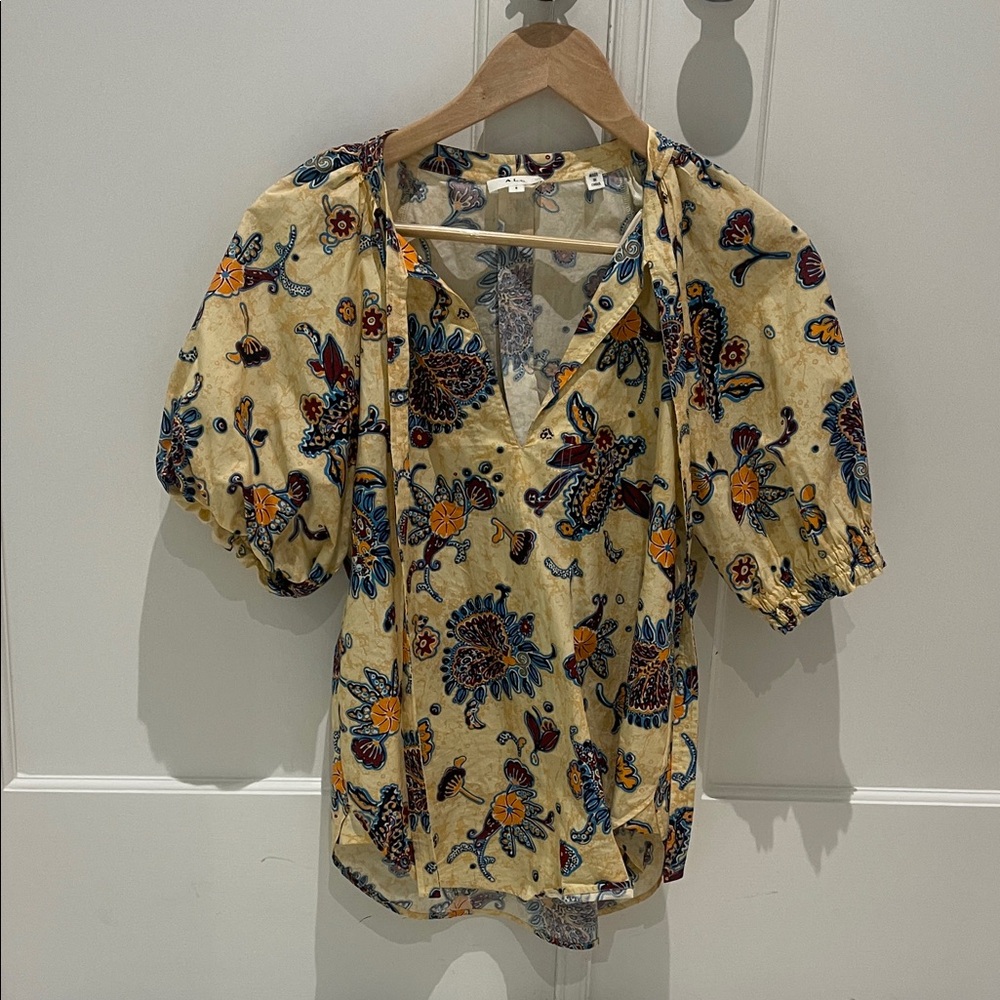 A.L.C. Yellow Floral Print Blouse
